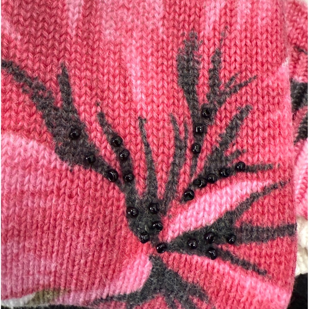 Alfred Dunner Womens Sweater L Pink Lily Beaded Cottagecore Grannycore Modest‎ - Picture 5 of 8